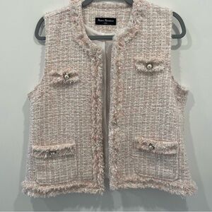 Mason Marciano Lady Vest Jacket Size in Photos Pink Color Fringe Pearl Gorgeous
